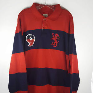 P J Mark Long Sleeve Crew Rugby Polo Striped Shirt